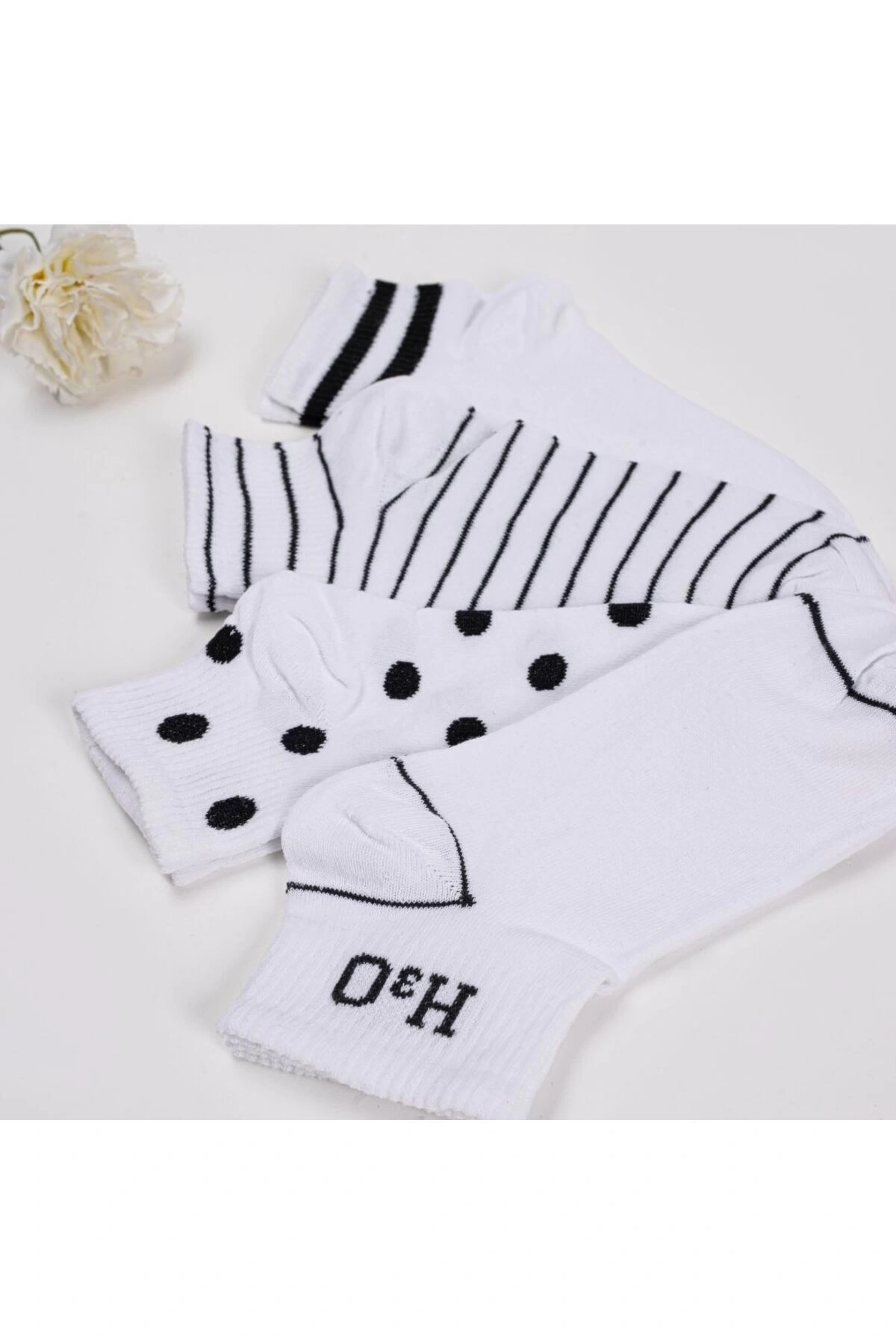 4lü H3O Desenli Kısa Çorap