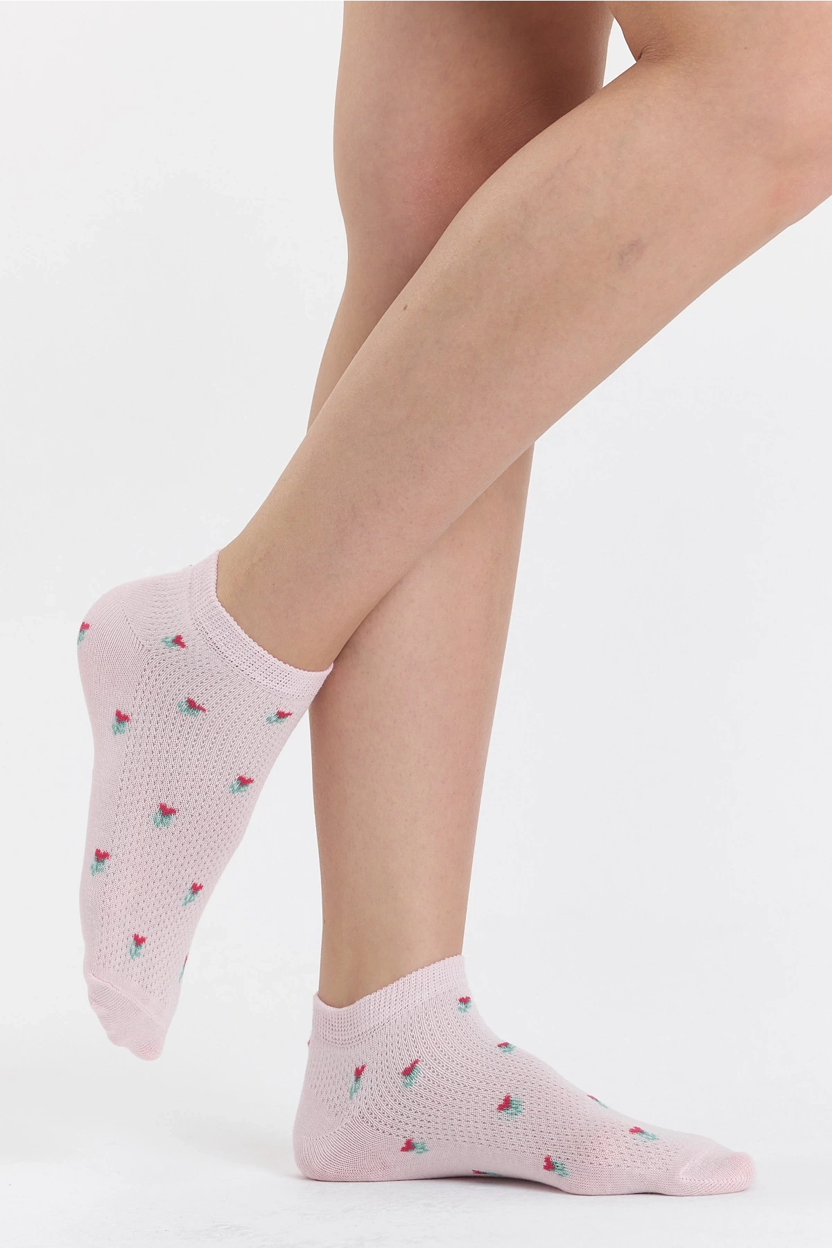 4lü Lale Desenli Patik Çorap Seti