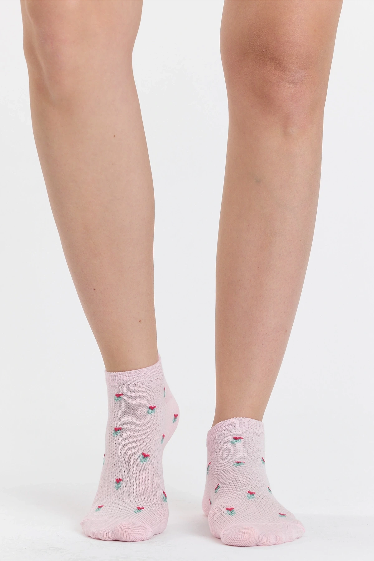 4lü Lale Desenli Patik Çorap Seti