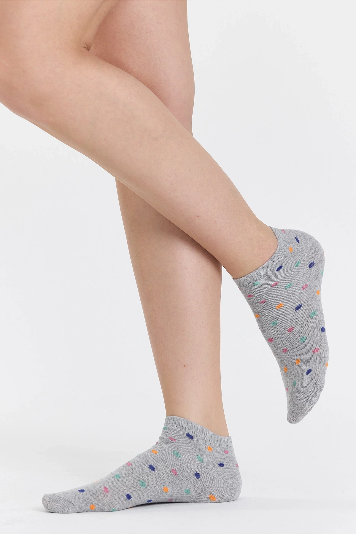 4lü Puantiye Desenli Patik Çorap