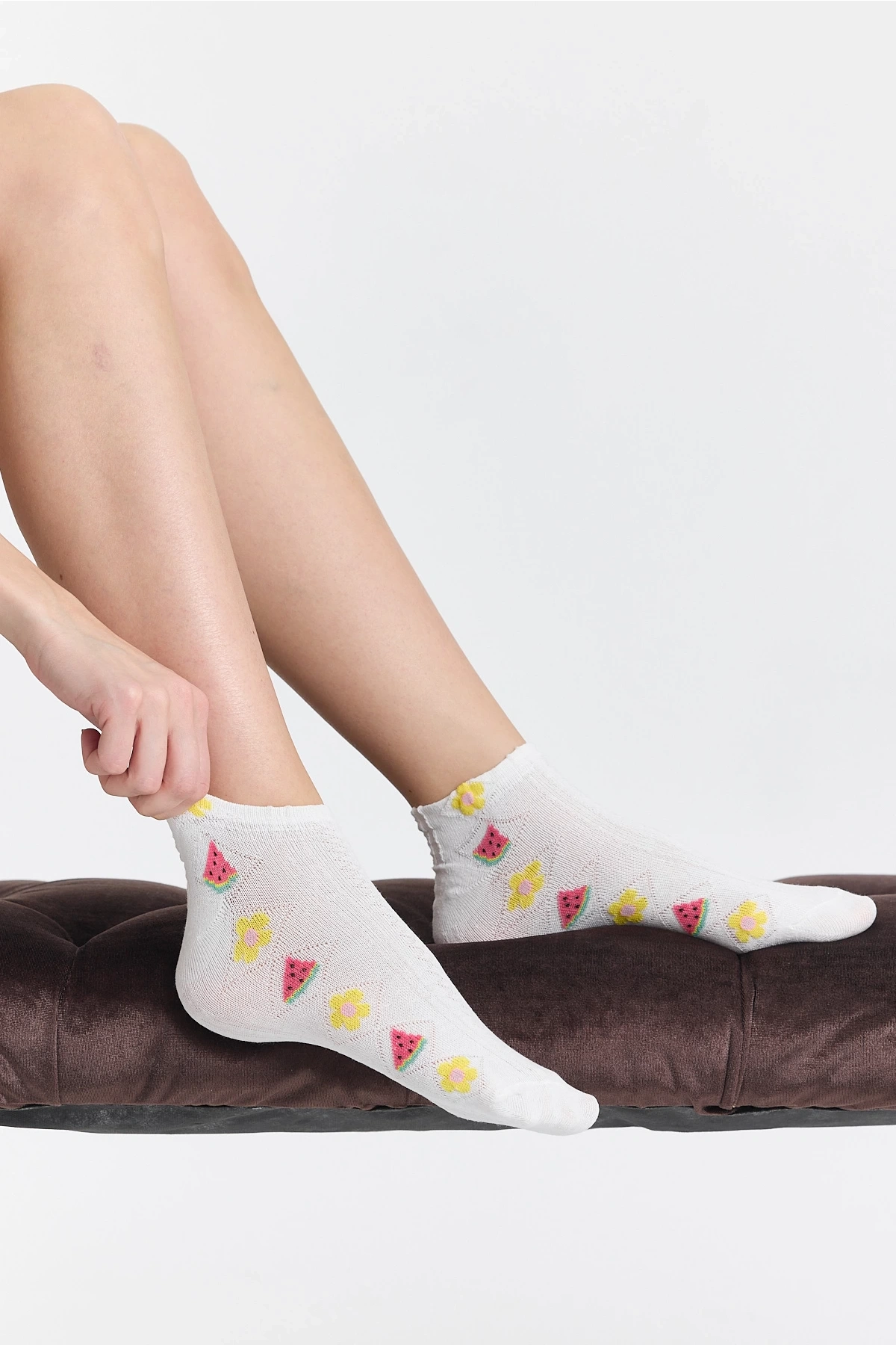 4lü Tropikal Meyve Desenli Patik Çorap