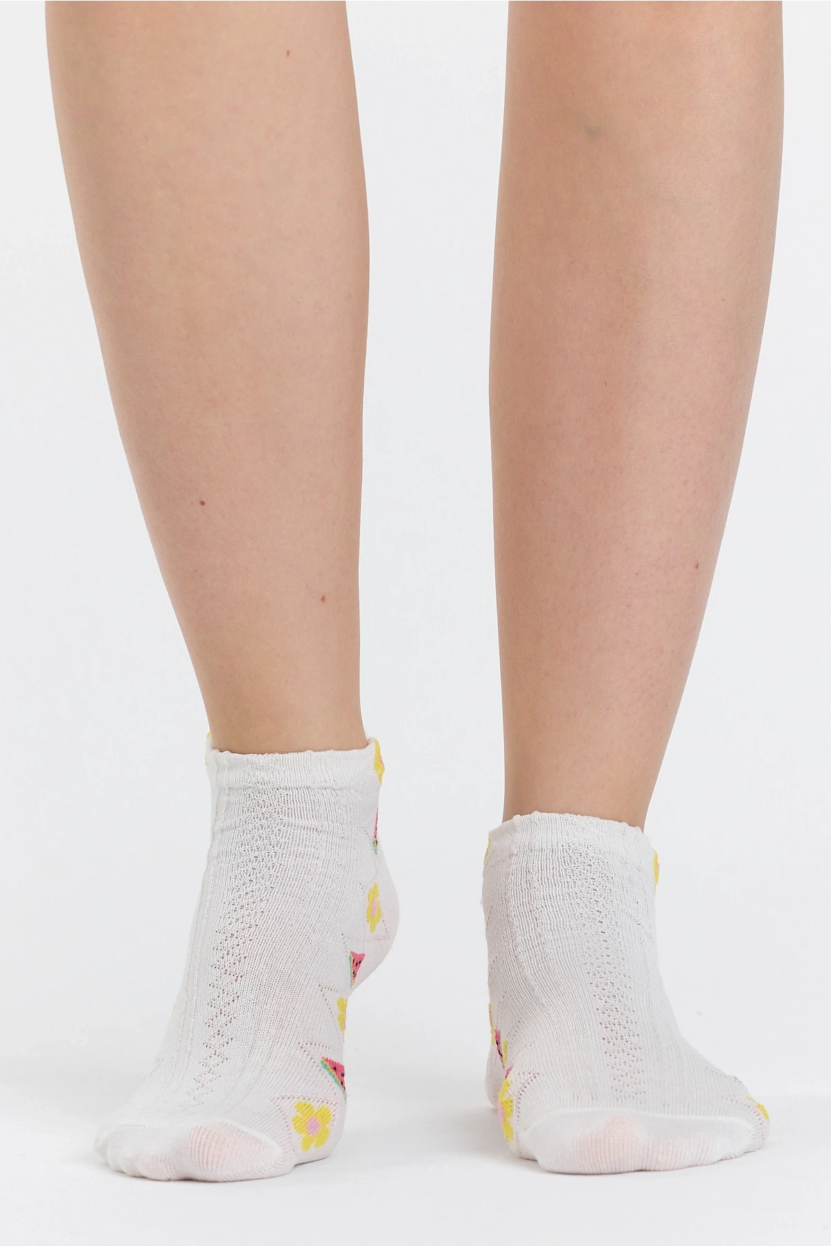 4lü Tropikal Meyve Desenli Patik Çorap