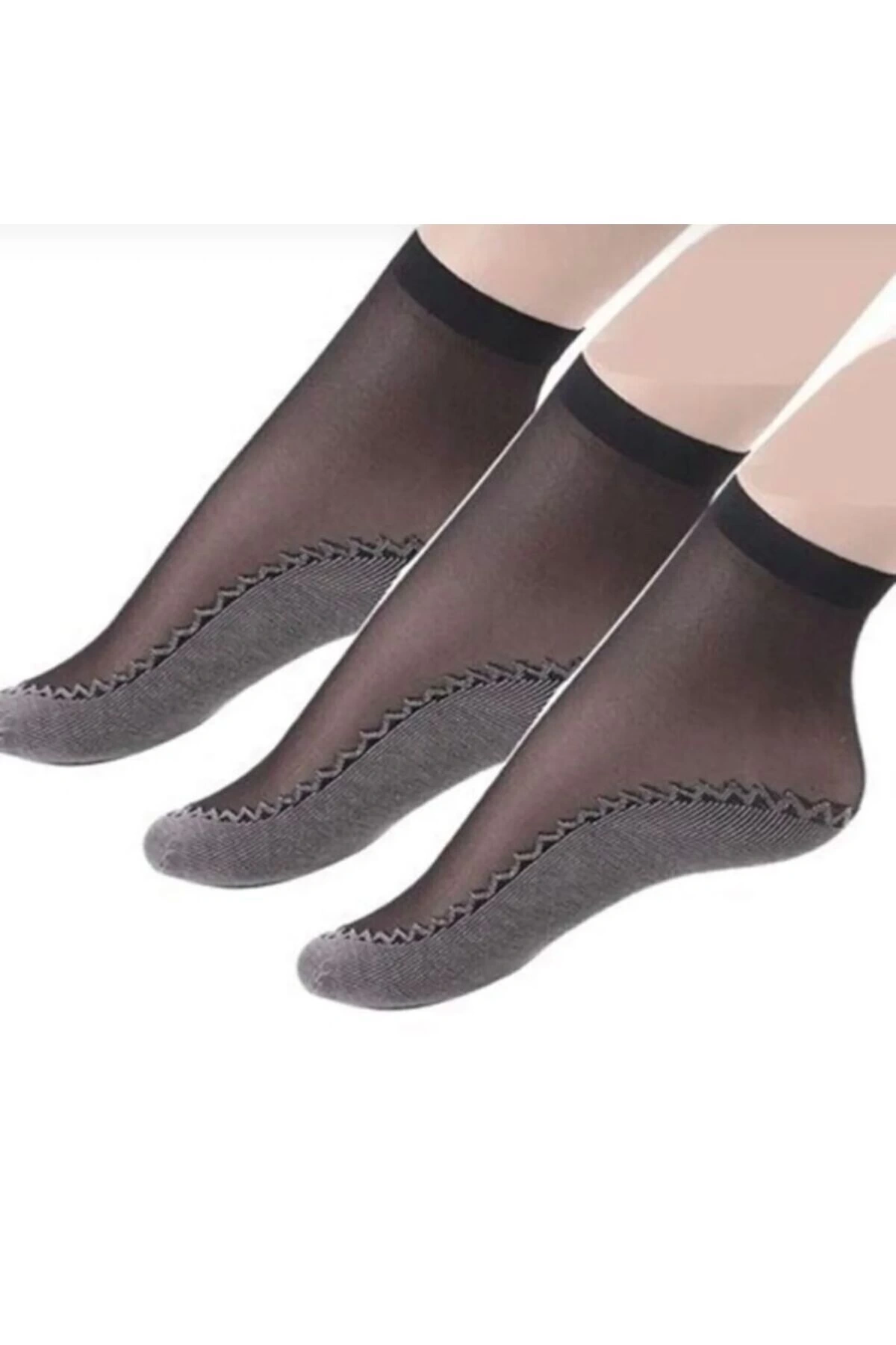 5li Desenli Siyah Rengi Kadın Tül Çorap