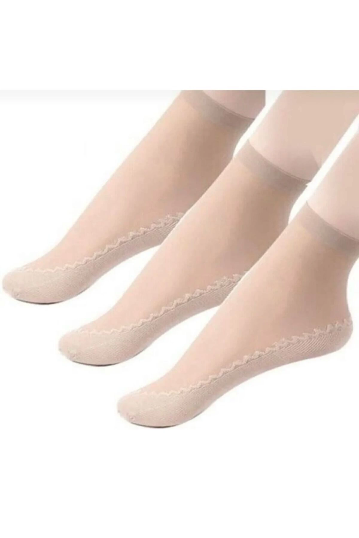 5li Desenli Ten Rengi Kadın Tül Çorap