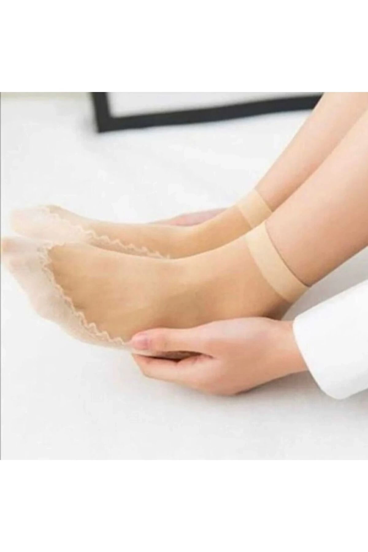 5li Desenli Ten Rengi Kadın Tül Çorap