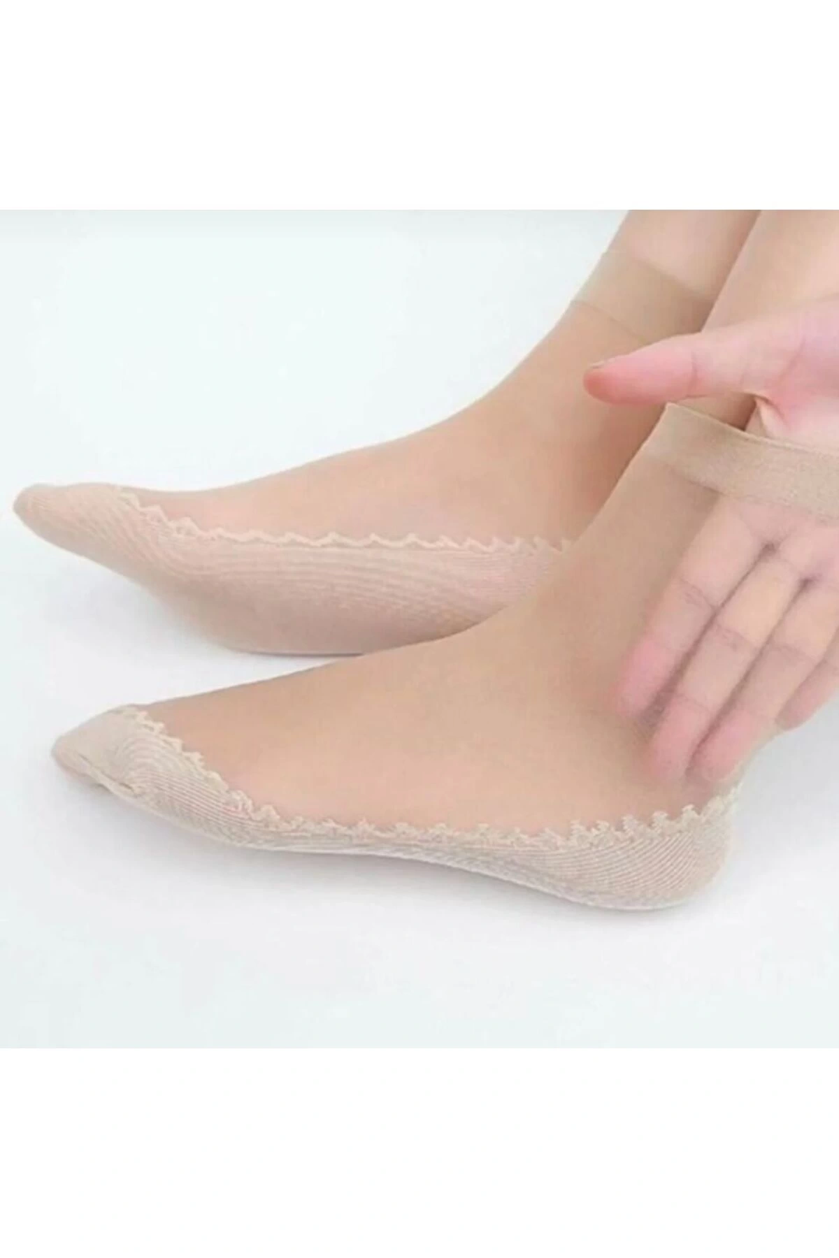 5li Desenli Ten Rengi Kadın Tül Çorap