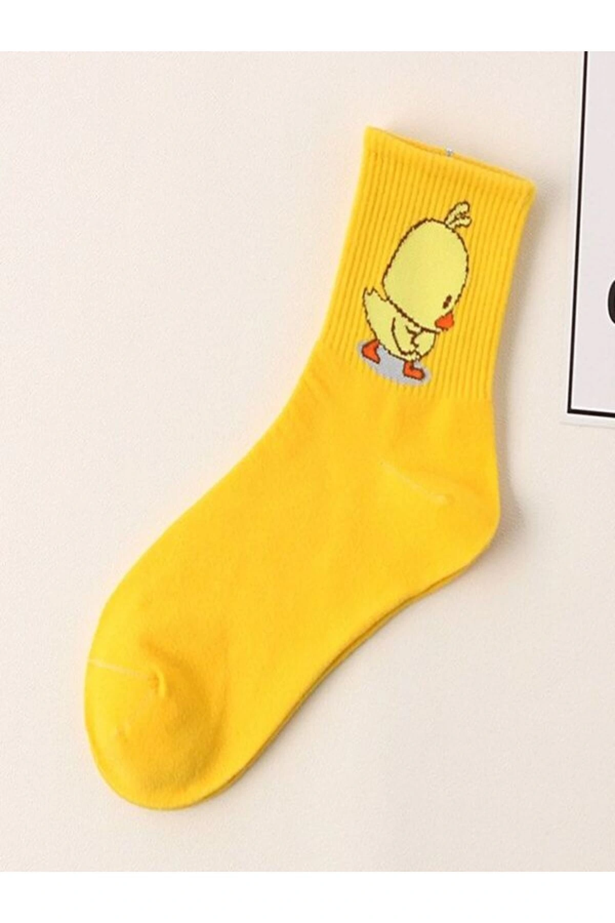 5li Ekonomik Paket Civciv Desenli Unisex Tenis Kolej Çorap Seti