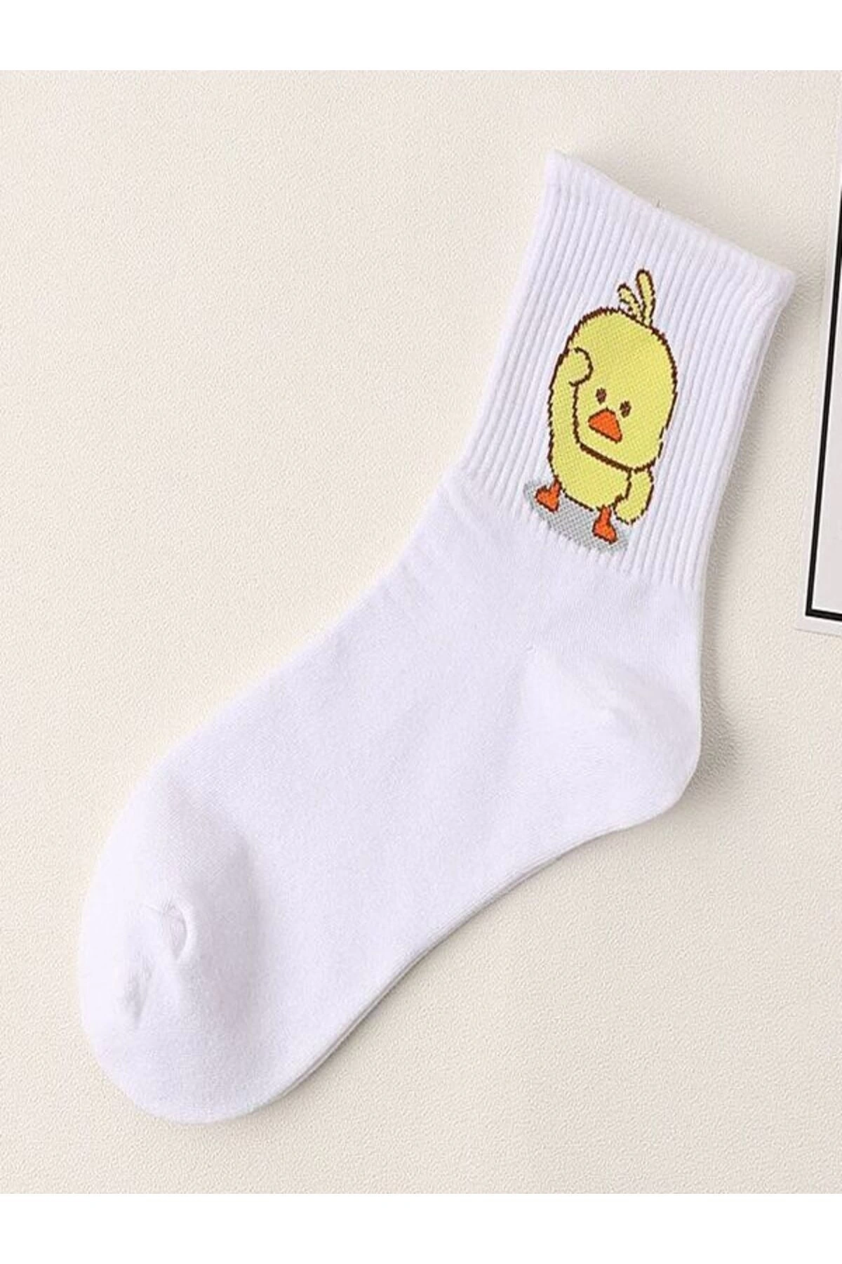 5li Ekonomik Paket Civciv Desenli Unisex Tenis Kolej Çorap Seti