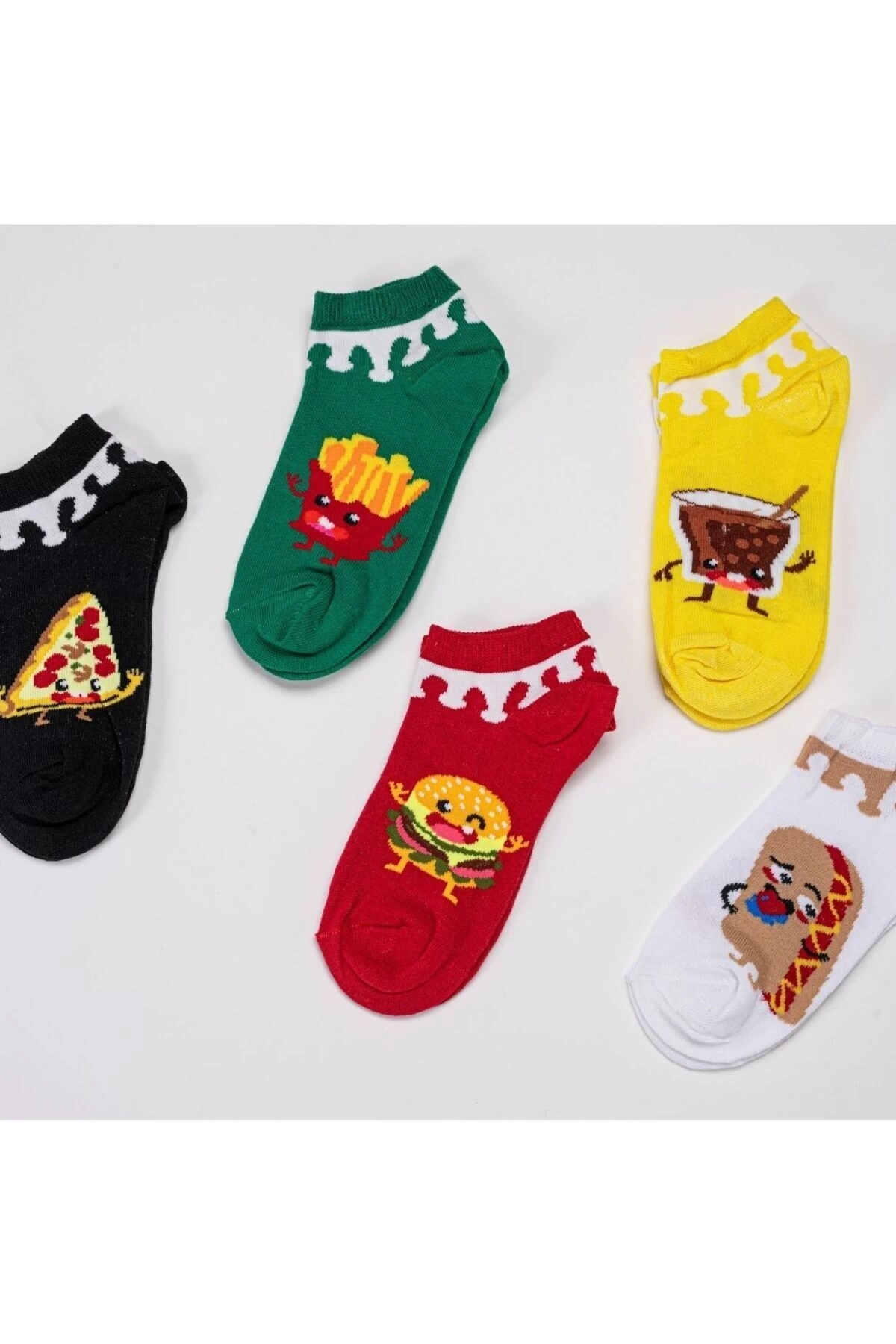 5li Fast Food Desenli Unisex Kısa Çorap Seti – Eğlenceli Ve Renkli Tasarımlar