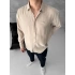 Bej G Nakışlı Oversize Gömlek