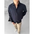 Lacivert G Nakışlı Oversize Gömlek
