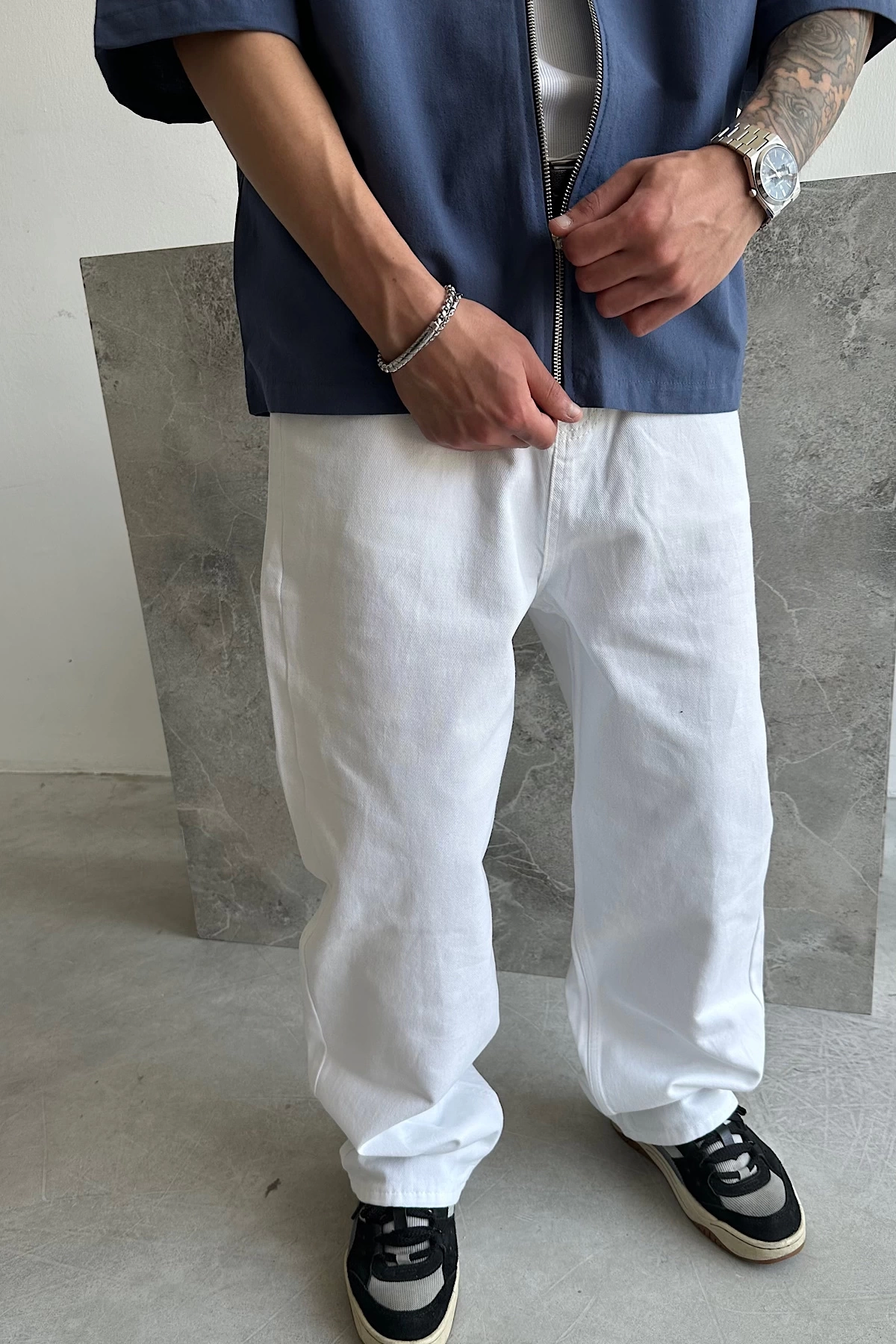Beyaz Relax Baggy Jean