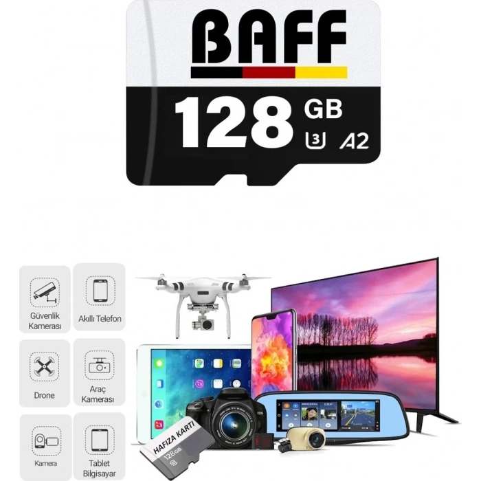 BAFF MicroSD 128GB UHS-I U3 A2 V30 Hafıza Kartı