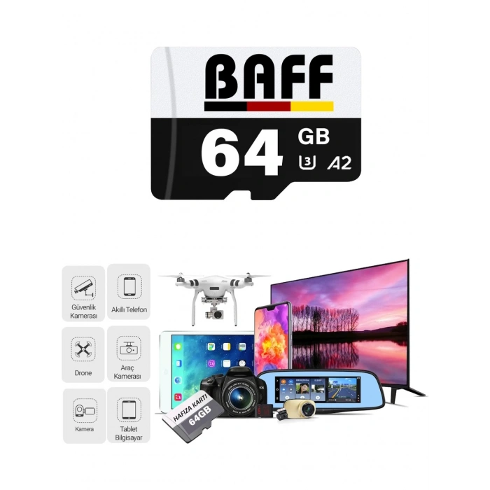 BAFF MicroSD 64GB UHS-I U3 A2 V30 Hafıza Kartı