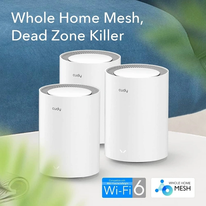 CUDY M1800-3 WIFI6 AX1800 Gigabit Mesh Touter 3lü Set