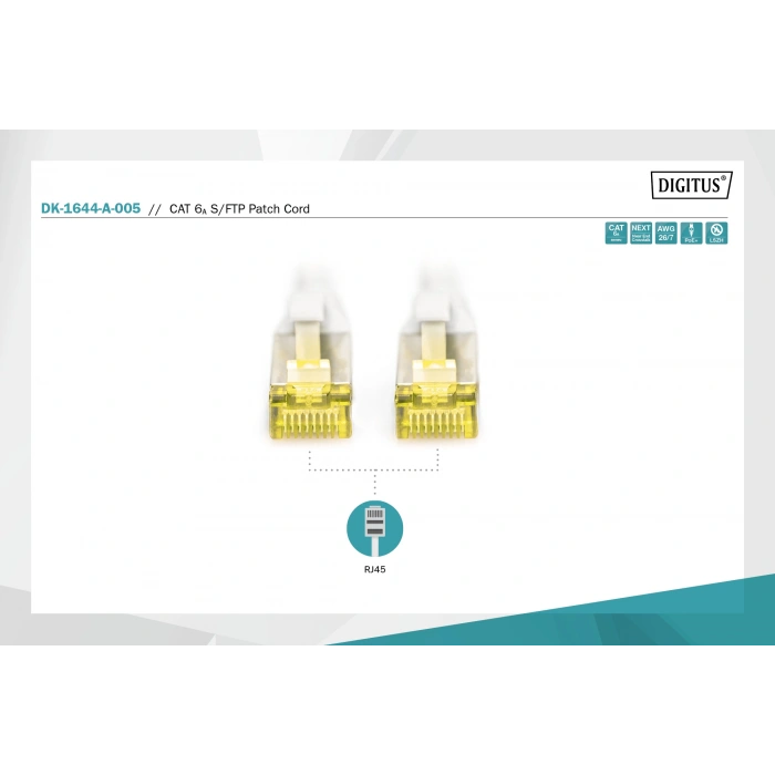 DIGITUS 0.5metre CAT7(CAT6A) S-FTP DK-1644-A-005 Gri Patch Kablo (10lu Paket)