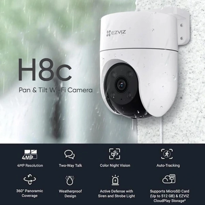 EZVIZ 2MP Dome 4mm Wıfı Kablosuz IP Kamera H8C