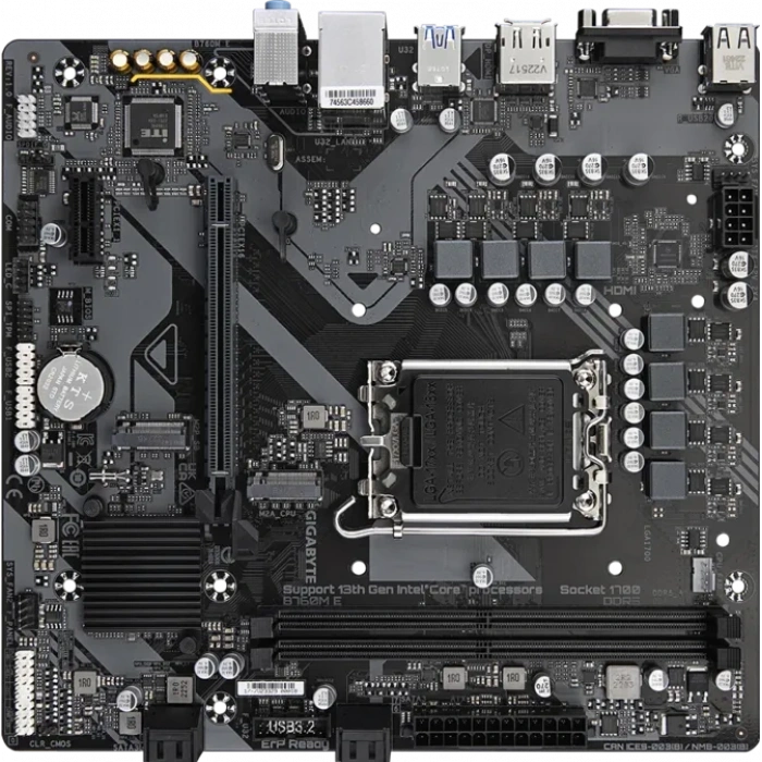 GIGABYTE B760M-E DDR5 HDMI VGA DP PCIe 4.0 16X 1700p mATX