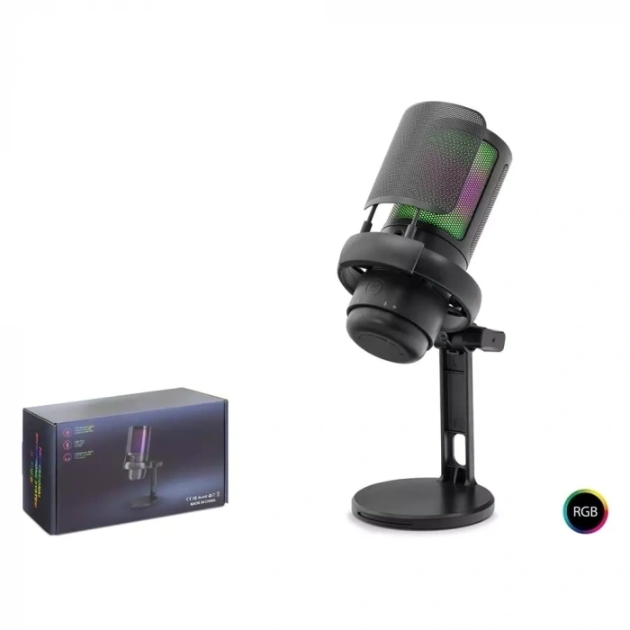 Hadron Me6PB Profesyonel RGB Gaming Mikrofon 192kHz/24Bit USB Type-C Siyah