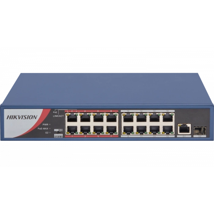 HIKVISION 16port PoE 130w 10/100 Yönetilemez Switch DS-3E0318P-E/M(B)