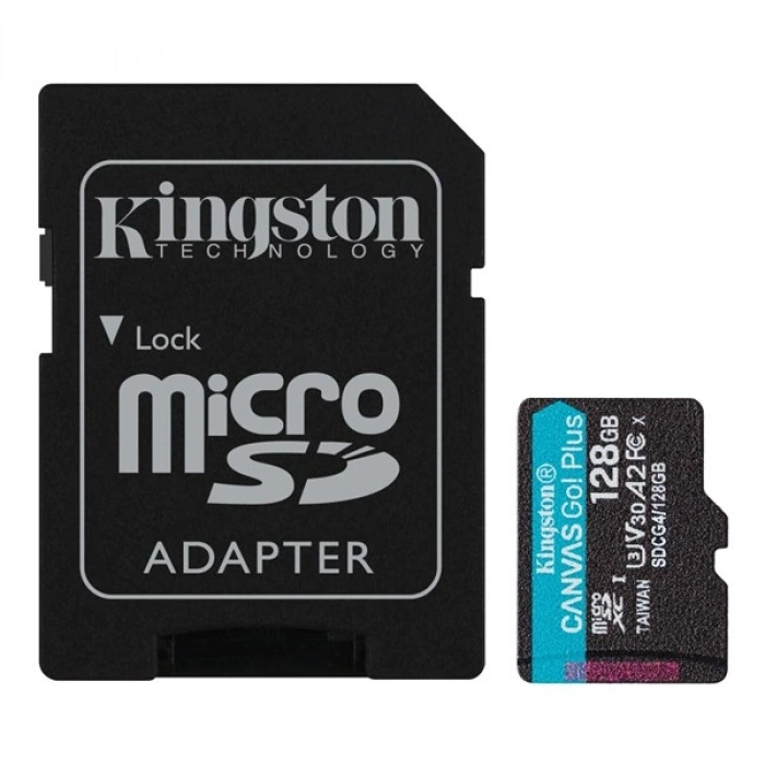 KINGSTON 128GB  Canvas Go! Plus SDCG4/128GB microSDXC 200/100MB/s U3 V30 A2 SD Adaptörlü Hafıza Kartı
