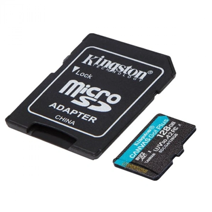 KINGSTON 128GB  Canvas Go! Plus SDCG4/128GB microSDXC 200/100MB/s U3 V30 A2 SD Adaptörlü Hafıza Kartı
