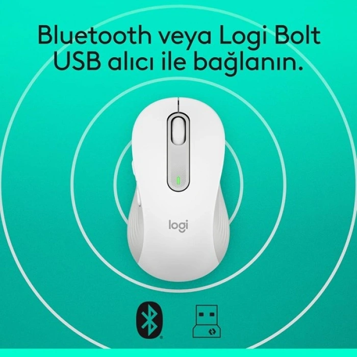 LOGITECH M650 Kablosuz + Bluetooth Beyaz Mouse (910-006238)