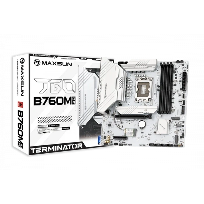 MAXUN TERMINATOR B760M-D4-ICE DDR4 HDMI-DP PCIE 5.0 1700p mATX BEYAZ