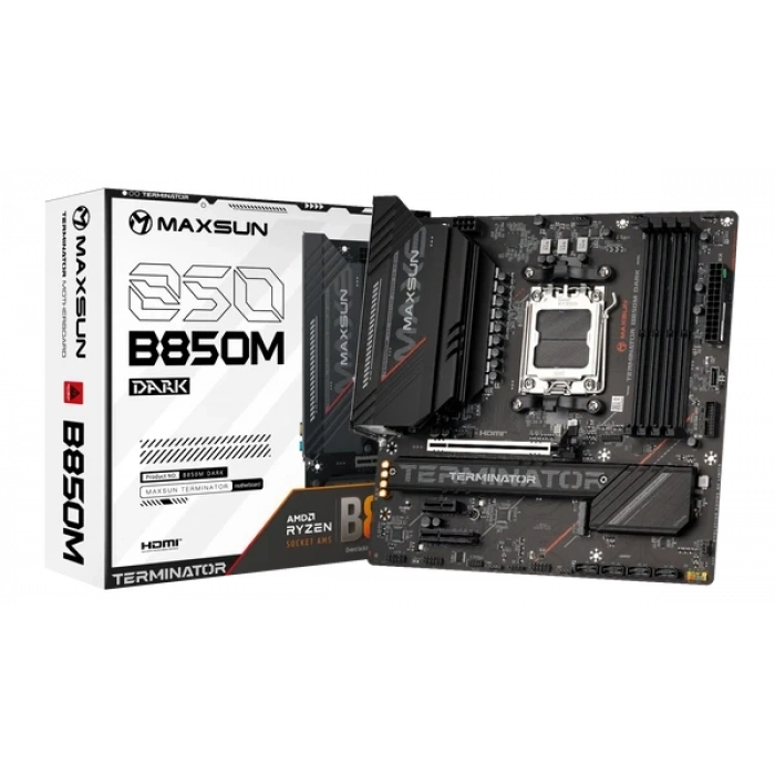 MAXUN TERMINATOR B850M DARK WIFI6 DDR5 HDMI-DP TYPEC PCIE 5.0 AM5 mATX