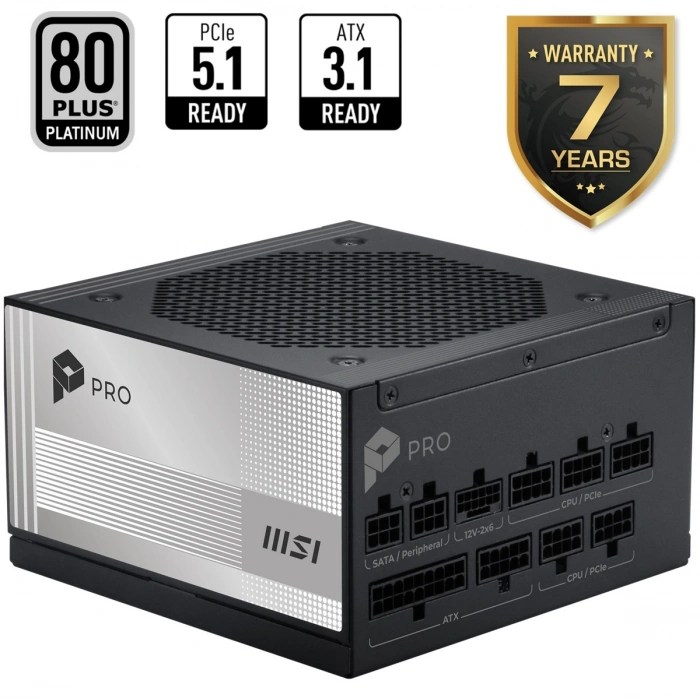 MSI 850w 80+ Platinum PRO A850PL PCIE5 Tam Modüler Power Supply