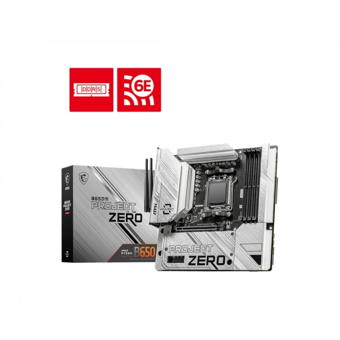 MSI B650M PROJECT ZERO WIFI6E DDR5 HDMI-DP TYPEC PCIE 4.0 AM5 mATX