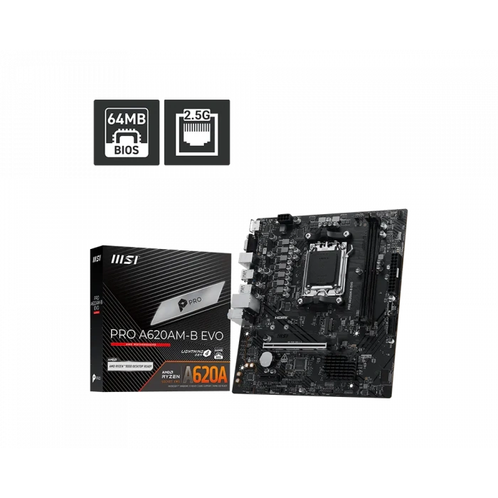 MSI PRO A620AM-B EVO DDR5 HDMI PCIE 4.0 AM5 mATX