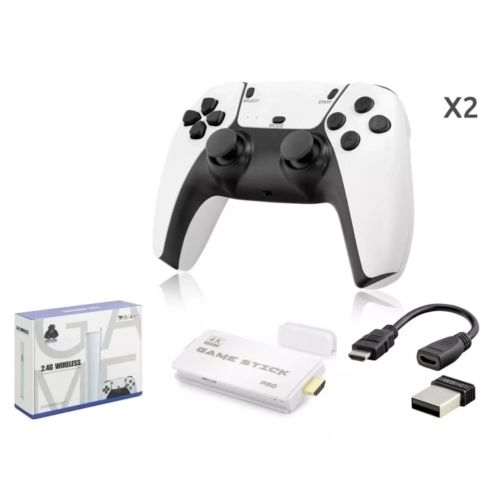 Nodar Nd764 Çift Kollu Retro Game Konsol HDMI 64GB Destekli 2.4G Kablosuz Oyun Konsolu Beyaz