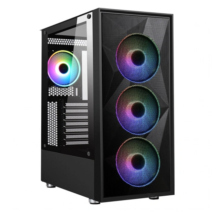 POWERBOOST 650W 80+ PB-P3509BB 4-ARGB Fanlı Gaming Mid-Tower PC Kasası