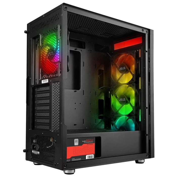 POWERBOOST 650W 80+ PB-P3701B 4-ARGB Fanlı Gaming Mid-Tower PC Kasası