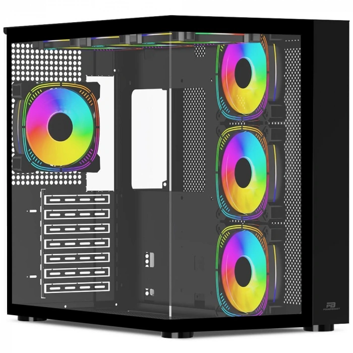 POWERBOOST PB-SS02B Sea View 7-ARGB Fanlı Gaming Mid-Tower PC Kassı
