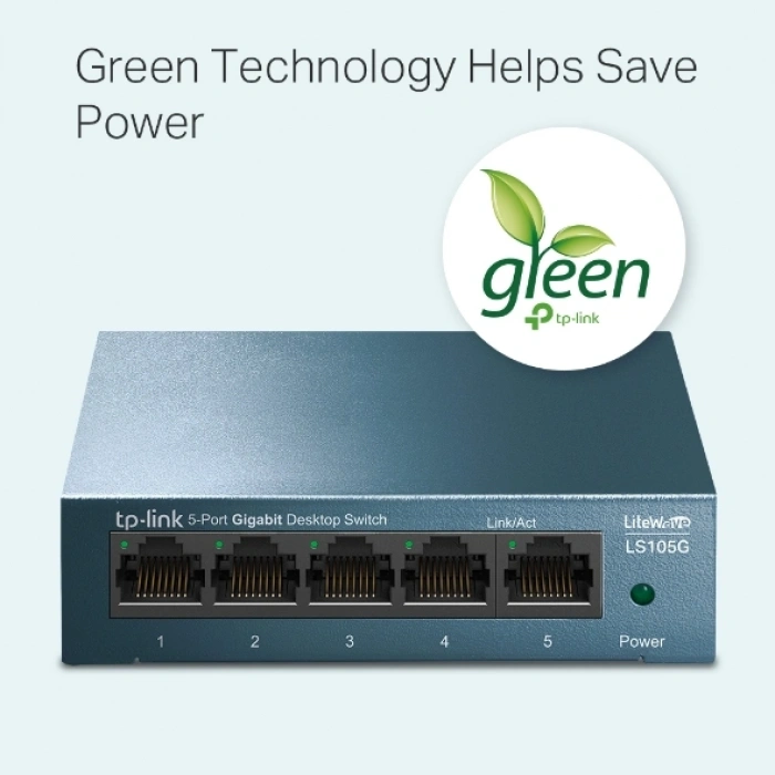 TP-LINK 5port Gigabit Yönetilemez Switch Çelik Kasa LS105G