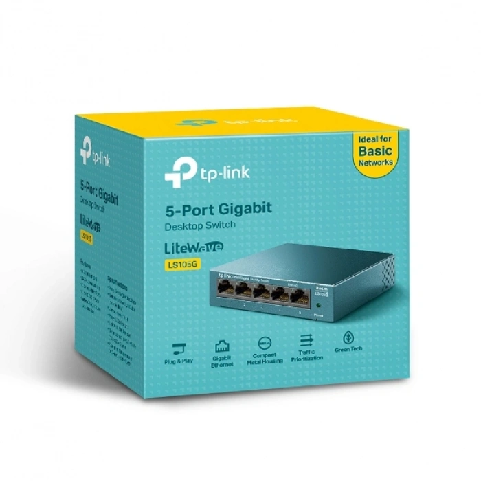 TP-LINK 5port Gigabit Yönetilemez Switch Çelik Kasa LS105G