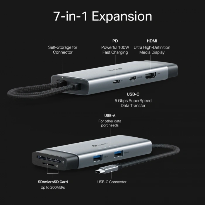 TP-LINK 7port UH7020C USB Type-C Çoklayıcı Hub