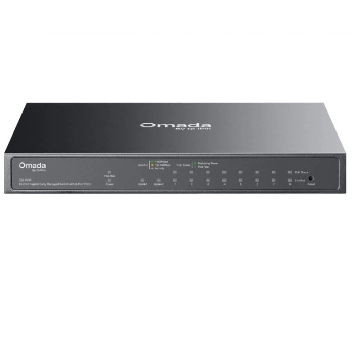 TP-LINK 8port PoE 63w 1-SFP 2-Uplink Gigabit Yönetilebilir Switch OMADA ES210GP