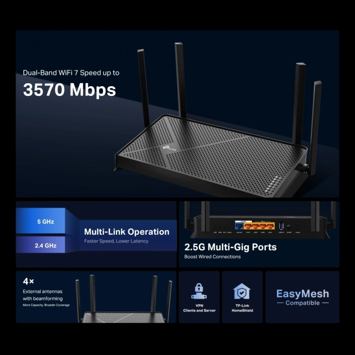 TP-LINK ARCHER BE230 WIFI7 BE3600 Dual Band Router