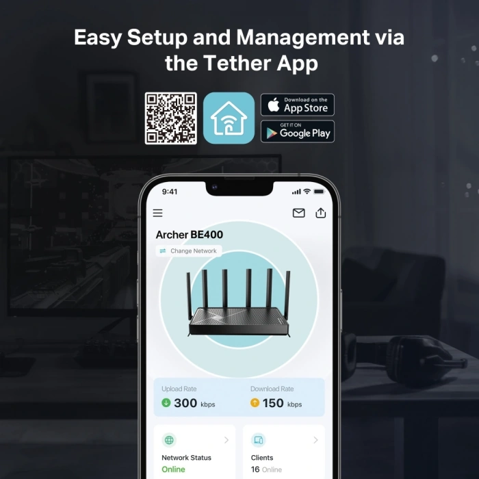 TP-LINK ARCHER BE400 WIFI7 BE6500 Çift Bant Router