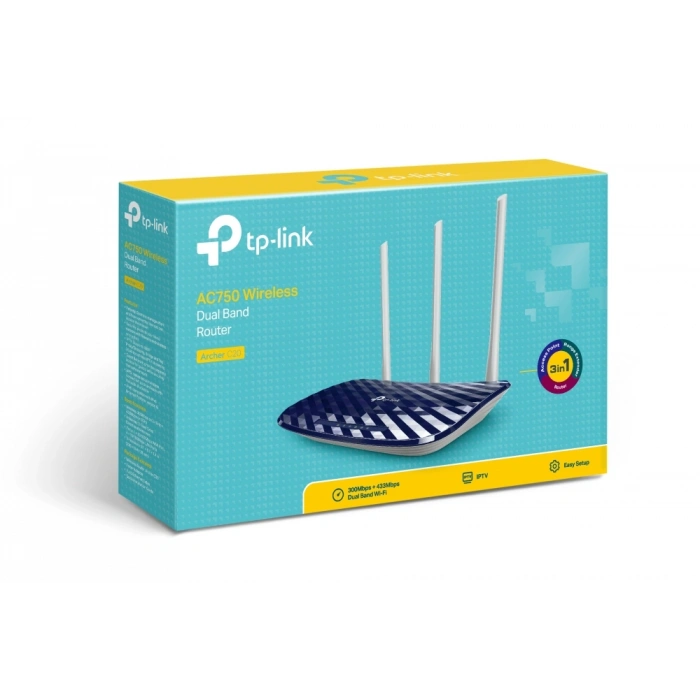TP-LINK ARCHER C20 10/100Mbps AC750 Dual-Band Ev Ofis Tipi Wıfı Router