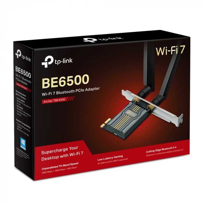 TP-LINK ARCHER TBE400E WIFI7 BE6500 Bluetooth 5.4 PCIe Kablosuz Ağ Adaptörü