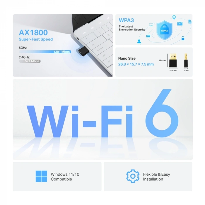 TP-LINK ARCHER TX20U Nano USB Kablosuz Adaptör