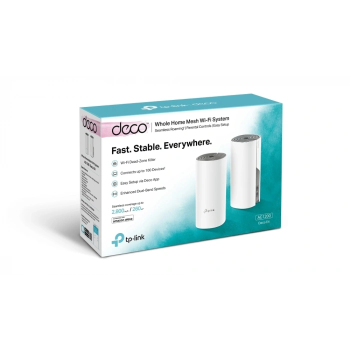 TP-LINK DECO E4-2P 1200mbps AC1200 Dual Band Mesh Router 2-li paket