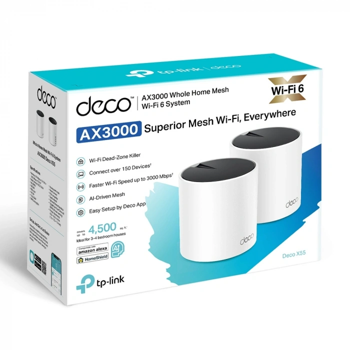 TP-LINK DECO X55-2 Wıfı6 AX3000 Mesh Router 2-li set