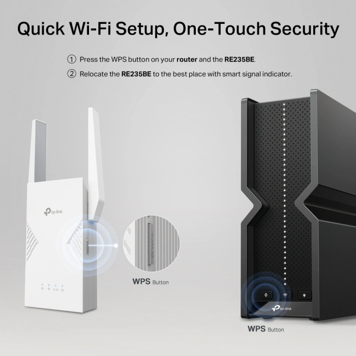TP-LINK RE235BE WIFI7 BE3600 Çift Bant Menzil Genişletici Priz Tip