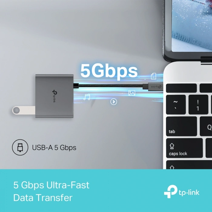 TP-LINK UH3020C USB Type-C 3-Port USB 3.0 + Gigabit Ethernet Adaptörlü Hub