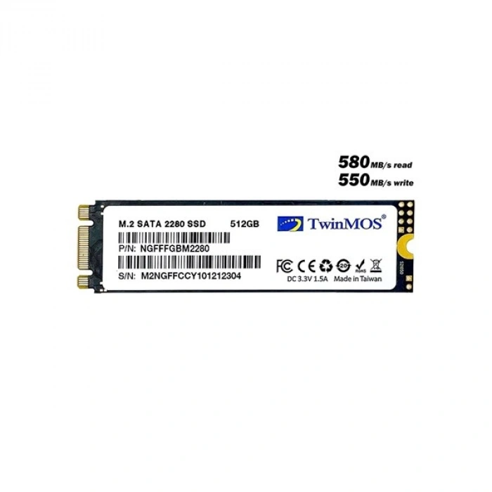TWINMOS 512GB NGFFFGBM2280 580- 550MB/s M2 Sata Disk